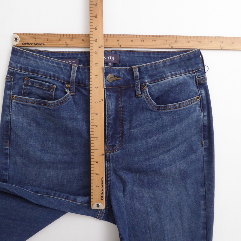 NYDJ Womens Jeans Presido Blue Ellison High Rise Straight Leg 12 - Picture 4 of 9